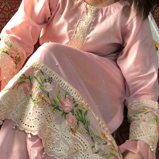 Sheesha Silk Embroidered Suit - Handcrafted Elegance - 